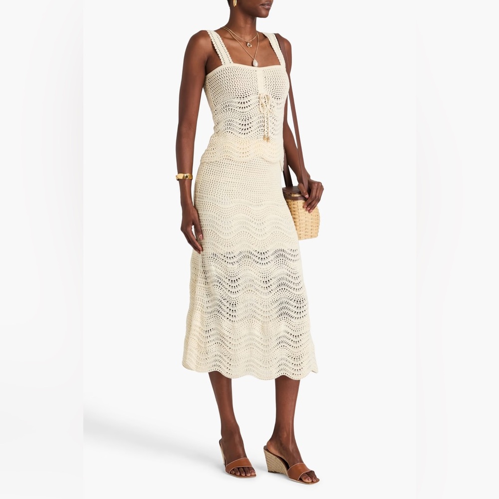 ZIMMERMANN Devi Crocheted cream cotton midi skirt AU 2 US 6 8 Medium